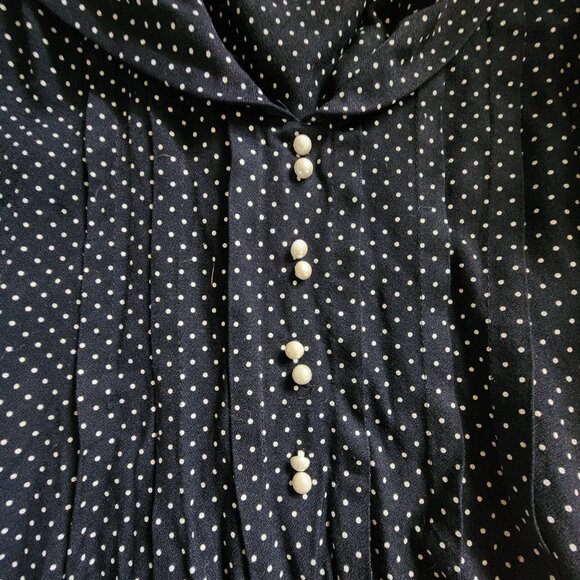 Blue and White Retro Polka Dot Dress - Picture 3 of 3